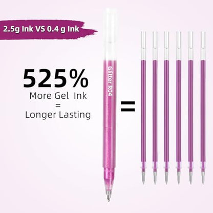 12 Red Glitter Gel Pens Set, 1.0 mm Fine Point for Black Paper & White Paper, Large Capacity Pens for Journaling, Adult Coloring Books, Drawing, Note Taking, Highlighting - color: red