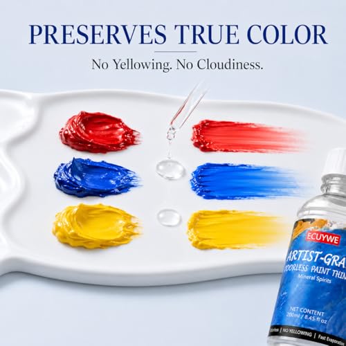 Odorless Mineral Spirits 8.45 Fl Oz, High Purity, Low Odor Solvent for Thinning Oil-Based Paints Cleaning Brushes Tools Oil Paint Thinner Degreasing DIY Crafts Art Projects and Home Maintenance