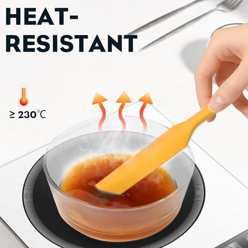 3pcs Silicone Jar Spatulas 10in Long Skinny Heat-Resistant, Narrow Spatula Set for Scraping Peanut Butter, Sourdough, Jam in Small Containers, Blenders & Baking (Yellow & Green & Pink) - color: Yellow & Green & Pink
