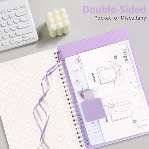 AHGXG Dotted Journal, Grid Spiral Notebook, 160 Pages, A5 (5.7" x 8.3") | 100 GSM Thick Dot Paper, Waterproof Plastic Cover Journals for Journaling, Sketching (Purple) - color: Purple, style: A5-Dotted