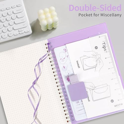 AHGXG Dotted Journal, Grid Spiral Notebook, 160 Pages, A5 (5.7" x 8.3") | 100 GSM Thick Dot Paper, Waterproof Plastic Cover Journals for Journaling, Sketching (Purple) - color: Purple, style: A5-Dotted