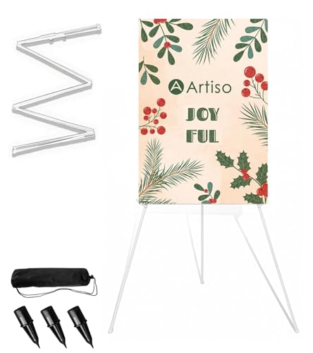 Display Easel Stand for Sign, Portable Artist Painting Tripod,1PC White | Lightweight Durable Tripod with Bag&Replaceable Nail, Adjustable Artist Easels for Outdoor Painting Canvas/Posters/Wedding - color: White