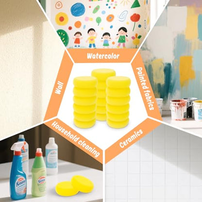 Sukh 16PCS Painting Sponges - Round Foam Pads for Watercolor Art Crafts | Soft Absorbent Pads for Acrylic Painting, Pottery Projects, DIY Crafts and Classroom Activities with Easy Grip Design