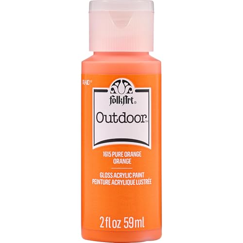 FolkArt Outdoor Acrylic Paint in Assorted Colors (2 Ounce), 1615 Pure Orange - color: Pure Orange, size: 2 Fl Oz (Pack of 1)