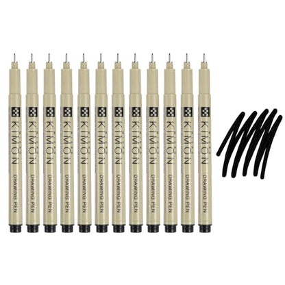 PATIKIL Fineliner Pens, 0.4mm Fine Points Drawing Pen Waterproof Inking Markers Liner Artist Watercolor Supplies Drawing Kit for Adult Sketching Journaling, Pack of 12 - style: 0.4mm Fine Points