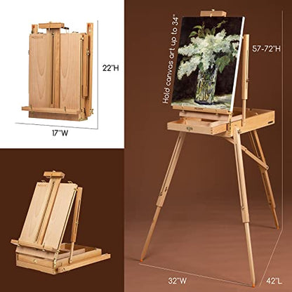 MEEDEN Art Set with French Easel: Acrylic Painting Kit for Adult Artists | Complete Starter Kit with 10–60ML Acrylic Paints and Paintbrushes for Beginners and Professional Artists