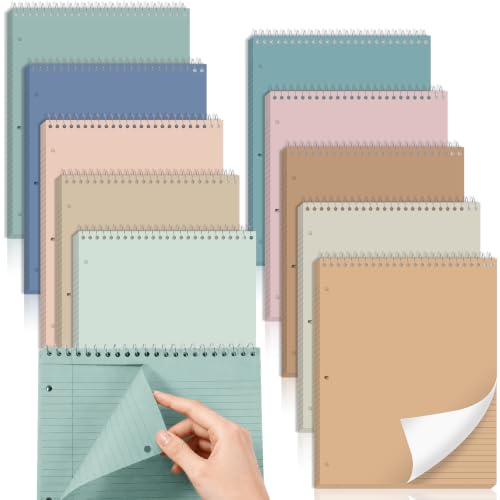 10 Packs 8.5 x 11 inch Top Spiral Notebook with 3 Hole Punched Legal Pads 40 Sheets College Ruled Notepad Hard Cardboard Paper Wirebound Pads for Business School Office Home Supplies (Soft Neutral) - color: Soft Neutral