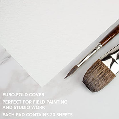 Fluid Watercolor Fold Over Pad, 12 x 18 inches, 20 White Sheets, 140 lb (300 GSM) Cold Press for Artist Painting and Wet Media - size: 12x18 Inches