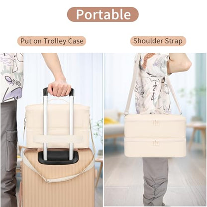 Nail Polish Organizer Bag Holds 50+ Bottles (15ml/0.5 fl.oz) &UV Nail Lamp - color: 05-Leather White, size: 50 Bottles