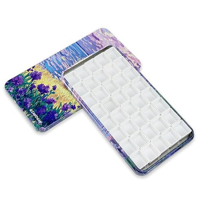40Pcs Empty Half Pans Watercolor Tin Palette with Magnetic Stripe | Travel Tin Palette Case,Portable Artist Paints Half Pan Kits,DIY Watercolor Oils Acrylics Painting Drawing - color: Sea Bloom