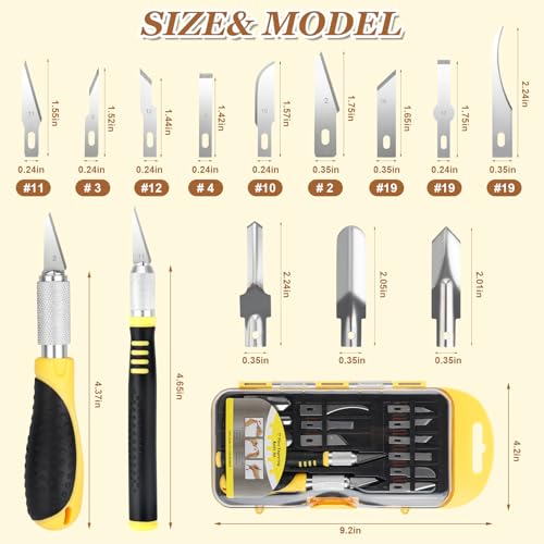 Exacto Knife Set, Precision Craft Hobby Knife Kit, 16 PCS knife set with Storage Case, for DIY Crafting, Paper, Leather, Foam, Vinyl, Fruits, Pumpkin, Models, 3D Printing, Junk Journal Supplies