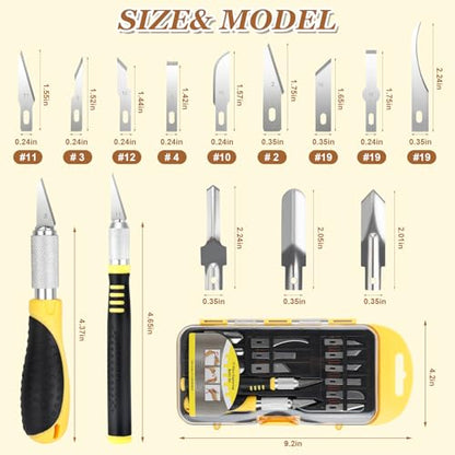 Exacto Knife Set, Precision Craft Hobby Knife Kit, 16 PCS knife set with Storage Case, for DIY Crafting, Paper, Leather, Foam, Vinyl, Fruits, Pumpkin, Models, 3D Printing, Junk Journal Supplies