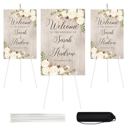JEAWIWI 3 Pcs Lightweight Easel Stand, 66 Inch, White, with Portable Bags - color: White, size: 3 PCS