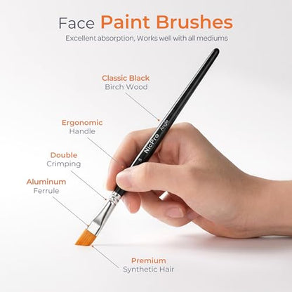 Nicpro Face Paint Brush Set, 7PCS Professional Face & Body Painting Brushes - color: Black