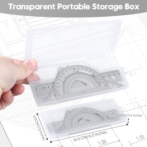 MSDADA Triangle Ruler, Protractor, Square and Ruler Set, 4 Pieces Aluminum Alloy Ruler, Metal Drafting Ruler Kit, Geometric Protractor for Student, School, Home, Office (Silver, 15cm/5.9inch) - color: Silver, size: 15cm