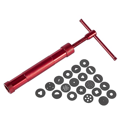 Stainless Steel Clay Extruder Sugar Paste Extruder Cake Fondant Decorating Tool Set Ceramics & Pottery Clay Extruders Mixers & Presses (Red) - color: Red