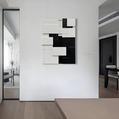 Art 40x28 inches Hand-Painted Modern Minimalist Black and White Abstract Art Oil Painting Canvas Wall Deco Art Painting - color: Yi105