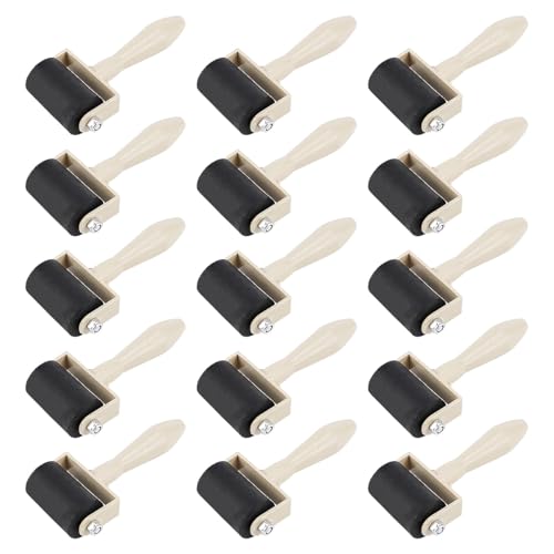 15Pcs Printmaking Brayer Rubber, Relief Printing Brayers Plastic Brayer Brayer Rollers Art Craft Roller for Printmaking,Ink,Wallpapers Stamping Gluing