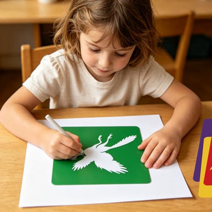 CUTHOLLOW 25PCS Dinosaurs and Volcanoes Painting Shape Stencils Sets - 8 Inch Reusable&Washable Drawing Template, Different Primary Themed Sidewalk Chalk Art Stencils Kit for Craft Room Wall Paper - style: Dinosaurs And Volcanoes