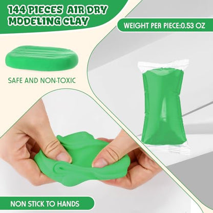 VioraWhite 144 Pcs Air Dry Clay Bulk 76 oz Mardi Gras Soft DIY Modeling Clay Kit Magic Foam Crafts for Sculpting Kids Gifts Party School Supplies for Crafts Artistic Project(Emerald Green) - color: Emerald Green