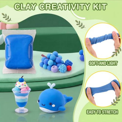 VioraWhite 100 Pcs Air Dry Clay Bulk Modeling Clay for Kids Lightweight Foam Modeling Clays DIY Molding Clays for Kids Adults Crafts Gifts School Project Supplies (Blue) - color: Blue