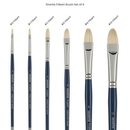 Creative Mark 6 Piece Filbert Short Handle Paintbrush Set, Perfect for Oil and Alkyd Painting, Traveling & Workshops - size: Filbert