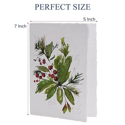WANDERINGS Handmade Deckle Edge Blank Greeting Cards & Envelopes – Sympathy, Memorial & Thank You Cards – 300 GSM Cotton Paper – 20 Cards (4 Designs) – 5x7 Artisan Cards - color: Northern Art