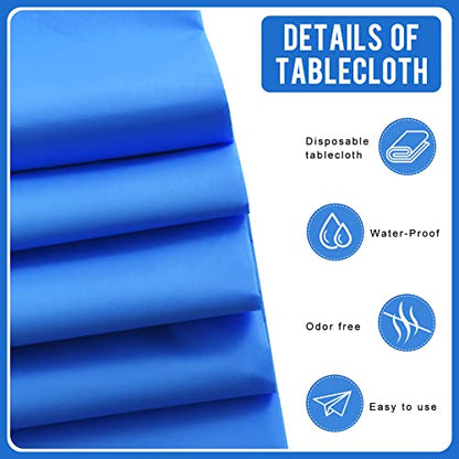 Eleclassi Royal Blue 12 Pack Premium Disposable Plastic Tablecloth 54 x 108 Inch - Waterproof Disposable Tablecloth for Rectangle Tables Up to 8 Feet in Length - Plastic Table Cloth Disposable - color: Royal Blue, size: 12 Pack Rectangle