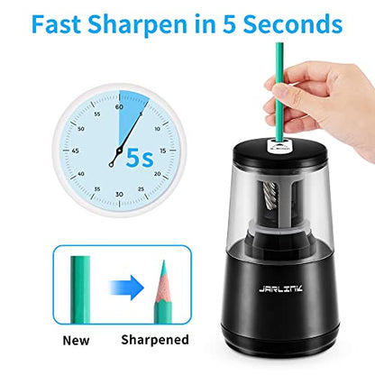 JARLINK Electric Pencil Sharpener, Heavy Duty Helical Blade, Auto Stop - color: Black