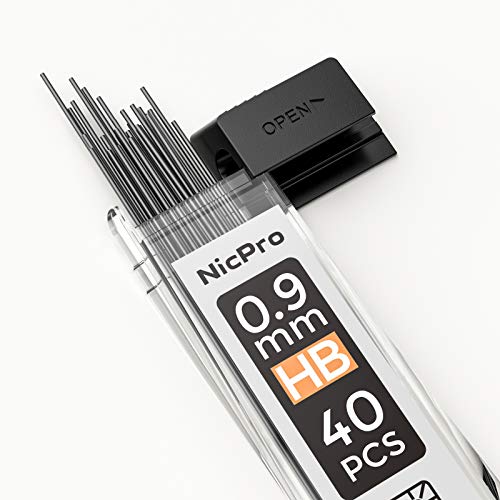 Nicpro 2 PCS 0.9 mm Metal Mechanical Pencils Set, Drafting Pencil for Artist Writing, Sketching, Drawing, with 4 Tubes HB Lead Refill & Erasers, Erasers Refills & Storage Case