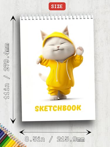 Sketchbook 8.5x11, 60 Pages, Top Spiral Bound Sketch Pad, Heavyweight 110lb/199gsm Thick Drawing Paper, Large Art Sketch Book for Kids, Adults & Beginners, Ideal for Sketching, Coloring & Doodling