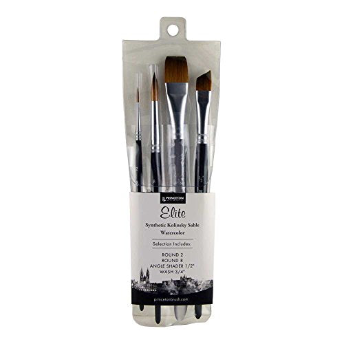 Princeton Aqua Elite, Series 4850, Synthetic Kolinsky Watercolor Paint Brush, 4 Piece Set - size: Assorted Sizes
