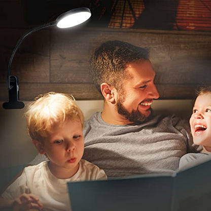 LiFMIRA Clip on Lamp, 8W 66 LED Bed Light for Reading, 5 Color Modes, 10 Brightness Levels, Eye Care, Flexible Gooseneck, Metal Clamp, USB Powered, Modern Design, Black | 5 Color Modes, 10 Brightness Levels, Eye Care Clip on Light, Flexible Gooseneck, Met