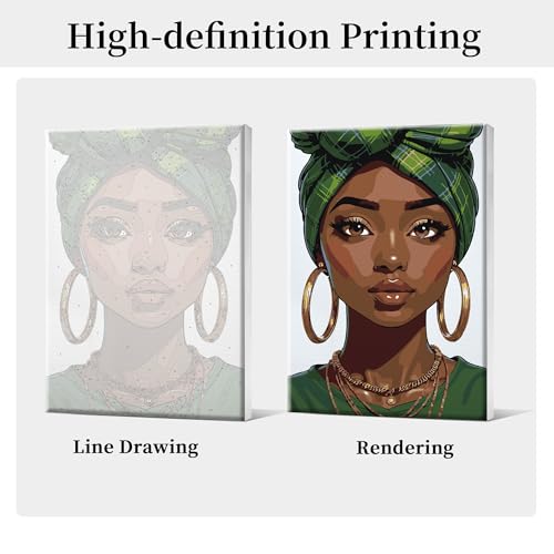 HeeBenor Framed Paint by Numbers Kit for Adults, Black Women, 8x12 Inch - color: Black Women 042