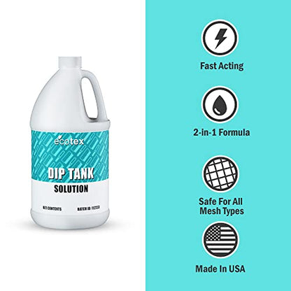 Ecotex® Dip Tank Solution - Emulsion & Ink Remover for Screen Printing, 4GL - size: 4 x 1 Gallon - 128 oz.