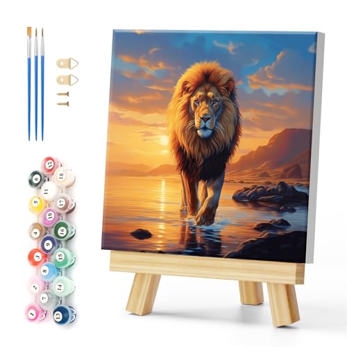 Natuyalo Paint by Numbers Kit for Adults Framed - Lion Paint by Number on Canvas with Frame, Animal DIY Acrylic Painting by Number Ideal Gift Home Wall Decor (12x12 Inch) - color: Color-02