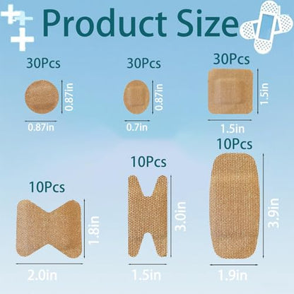 120Pcs Breathable Fabric Small Bandages, Round Oval and Square Flexible Adhesive Strips for Face and Small Wounds Protection Care(Multi-Style) - style: 120 Pieces Multi Style Set