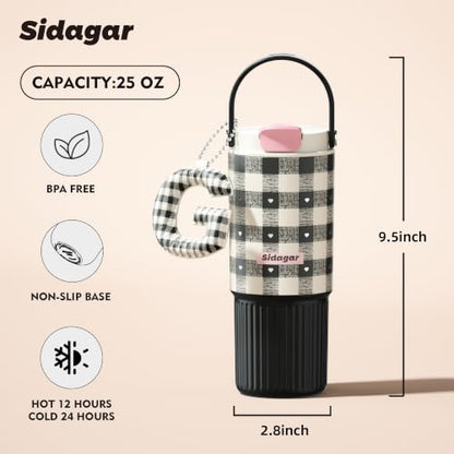26 oz Insulated Stainless Steel Tumbler with Straw & Handle Black - color: Black