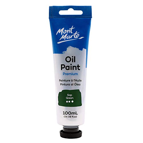 Mont Marte Oil Paint Premium, 3.4 US fl.oz (100ml) Tube, Sap Green, Heavy Body Paint, Artist Quality, Good Coverage, Excellent Tinting Strength, Ideal for Painting Canvas - color: Sap Green, size: 3.4 Fl Oz (Pack of 1)