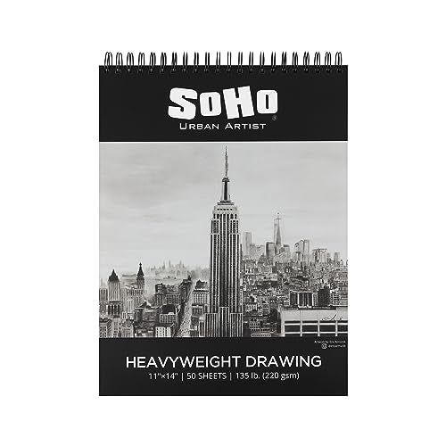 SoHo Urban Artist Hardcover Drawing Pad 11x14-135 lb. (220gsm), 50 Sheets, Drawing Paper Pads for Artists, Travel, Illustrations, & More - size: 11"x14"