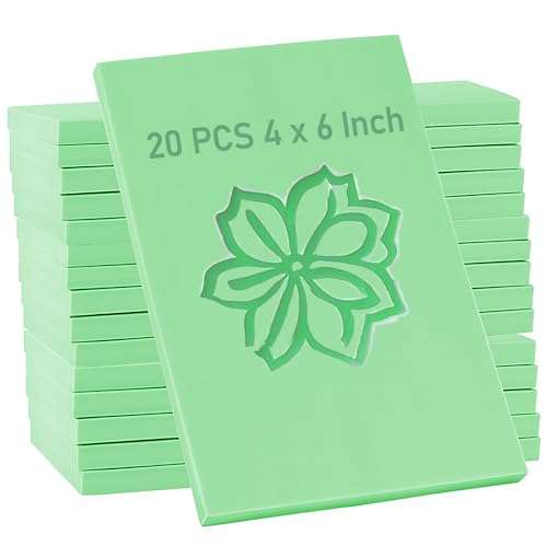 ZOENHOU 20 PCS 4 x 6 Inch Rubber Stamp Carving Blocks, Linoleum Blocks for Printmaking, Stamp Making, Green - color: Green