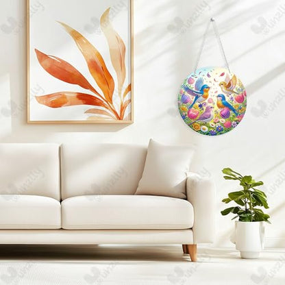 Yunzlly DIY Hanging Diamond Art Pendant Kit, Special Crystal Christmas Diamonds Painting Ornament Kit for Adults, 9.8x9.8inch Acrylic Board Gem Painting Box Kit (Birds) - color: Birds