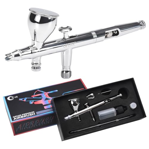 OPHIR 0.35mm Dual-Action Airbrush for Miniature Painting | Air Brush with 2CC/7CC Cups, 0.35mm Nozzle Supports Detailed Spraying for Shoes Painting, Models, Crafts, and Art Projects
