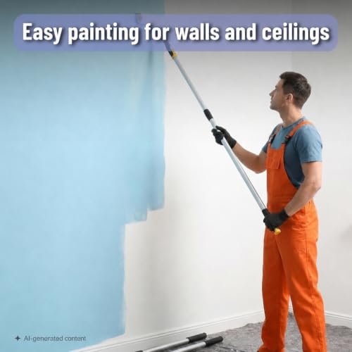 Bates- Paint Roller Kit with Extension Pole, 10 pcs, 9" & 4" Roller Frames | Plastic Paint Tray, 6 Roller Covers, 3 FT Stainless Steel Extension Pole for Walls, Ceilings & Home Painting Projects