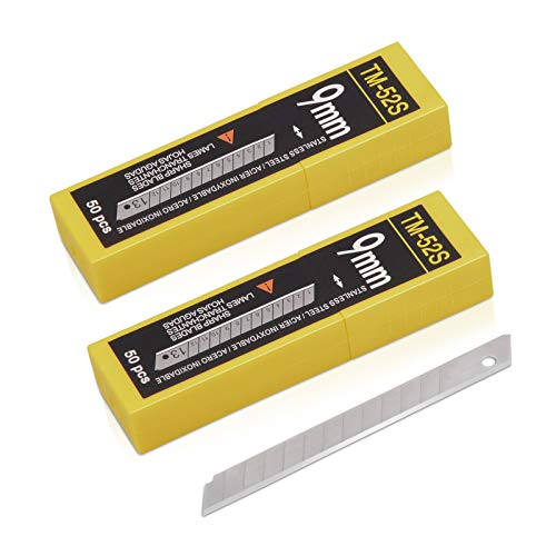 9mm Utility Knife Replacement Blades, Snap Off Blades for 9MM Universal Art Knife,Stainless Steel Blades Use in Office, Home, Arts, Crafts - 100PCS