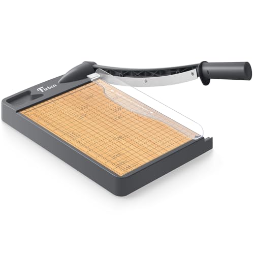 Firbon 12 Inch Wood Guillotine Paper Cutter, Heavy Duty Paper Trimmer | 12-Sheet Capacity | Stable Wood Base| Precision Dual Scales | Paper, Cardstock & Photo Trimmring| Office & Home Use