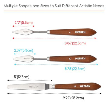 MEEDEN Artist Palette Knife Set: 3Pcs Art Spatula Knives with Wooden Handle - Stainless Steel Pallet Knives for Oil, Acrylic Canvas Painting - style: 3pcs