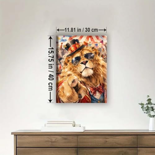 Aeontinity Circus Lion Animal Framed Canvas DIY Paint by Numbers Kit Bar Cafe Cave Home Room Wall Bathroom Porch Patio Decor Gift, 16 x 12 Inch - color: CIRCUS LION - 16 x 12 Inch