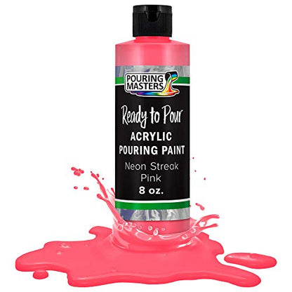Pouring Masters Neon Streak Pink Ready to Pour Acrylic Pouring Paint - Premium 8-Ounce Pre-Mixed Fluid Acrylic Paint - Fluid Art Supplies for Canvas, Wood, Paper, Tile & Rocks | Premium, Pre-Mixed Fluid Acrylic Paint - Fluid Art Supplies for Canvas, Wood,