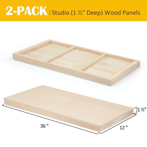Falling in Art 2 Pack 12x36'' Unfinished Birch Wood Panels for Painting - size: 12*36 2 Pack